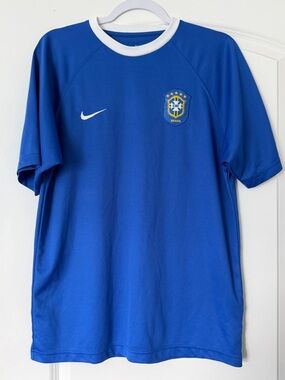 BRAZIL CBF Soccer Jersey NIKE DRI-FIT AUTHENTIC Men’s SIZE M Blue